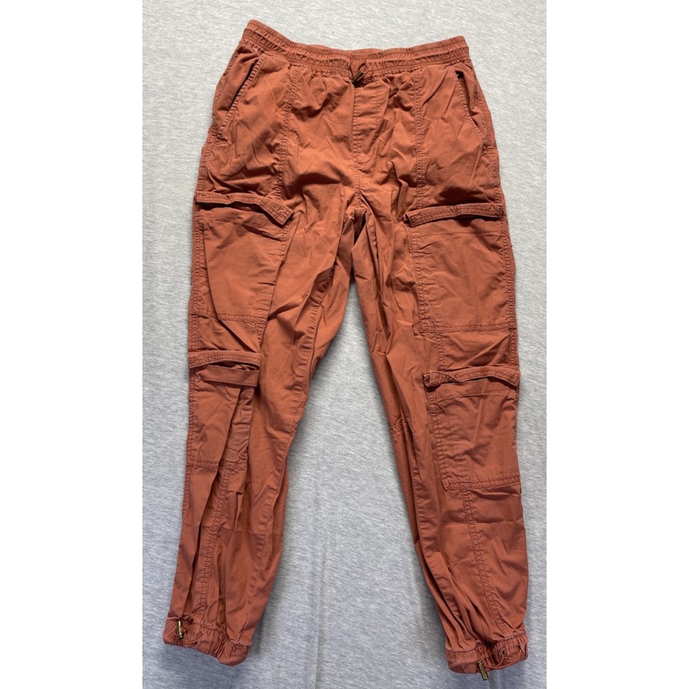 Arizona Jean Co Cargo Pants Womens Medium Rust Orange Elastic Drawstring Waist